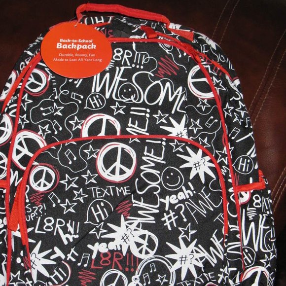 Backpack Red Black and White New